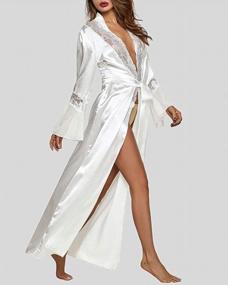 img 2 attached to Women'S Satin Kimono Robe Long Gown Lingerie In Sizes S-XXL By XAKALAKA