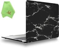 ueswill compatible macbook air 13 inch m1 a2337 a2179 a1932 hard case cover 2022 2021 2020 2019 2018 - marble pattern + microfiber cloth, black/white logo