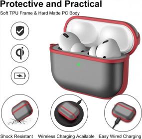 img 2 attached to Protective And Scratch-Resistant AirPods Pro Cover: Kocuos Translucent Matte Case With Soft TPU Frame Skin In Red For 2019 Charging Case