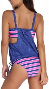 img 3 attached to Alaroo Ladies' Striped Double Layer Tankini Bikini With Athletic Lining