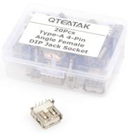 20-pack qteatak type a usb female right angle connectors with 4-pin dip design logo