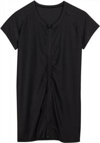 img 4 attached to Купальная рубашка UPF 50+ с коротким рукавом на молнии для женщин - Рашгард SwimZip