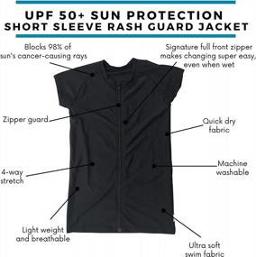 img 3 attached to Купальная рубашка UPF 50+ с коротким рукавом на молнии для женщин - Рашгард SwimZip