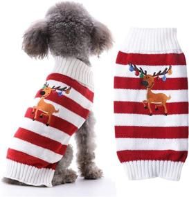 img 4 attached to 🎄 DOGGYZSTYLE Christmas Dog Sweaters Xmas Pet Costume Gifts - Animal Snowman Reindeer Print Holiday Clothes for Winter Festivities - Puppy Cat Knitted Jumpers Pajamas Outfit