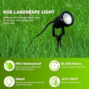 img 1 attached to 8 Pack Of ALEDECO RGB 5W 12V Low Voltage Landscape Lighting LED Spotlights With Remote Control And 16 Color Options, Waterproof Garden Pathway Lights With Stakes For Outdoor Decoration