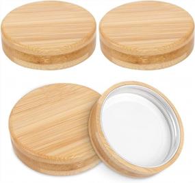 img 3 attached to CNVOILA 4 Bamboo Regular Mouth Mason Jar Lids 🏺 - Premium Screw Top Lids for Storage and Canning Jars