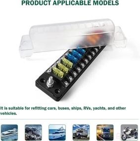 img 1 attached to 🔌 12-Way Fuse Block Blade Fuse Box with LED Warning Indicator, Waterproof Marine Fuse Panel, Cover with Sticker Labels for Car Marine RV Truck DC 12-24V, Negative Bus, 12 Circuits