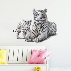 img 3 attached to ROFARSO Lifelike Cute White Tiger Jungle Animal Wall Stickers: Add a Playful Touch to Your Home Decor!