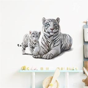 img 2 attached to ROFARSO Lifelike Cute White Tiger Jungle Animal Wall Stickers: Add a Playful Touch to Your Home Decor!