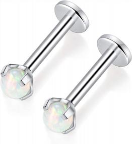 img 2 attached to Titanium 16G 6/8/10Mm Clear CZ/Opal Labret Monroe Lip Studs G23 Internally Threaded Helix Cartilage Tragus Earring Piercing