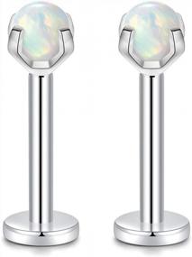 img 4 attached to Titanium 16G 6/8/10Mm Clear CZ/Opal Labret Monroe Lip Studs G23 Internally Threaded Helix Cartilage Tragus Earring Piercing