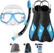 odoland junior snorkeling kit - 6-in-1 set for kids age 9-15 with full face anti-fog and anti-leak snorkel mask, adjustable swim fins, beach blanket and waterproof case for boys and girls logo