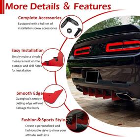 img 1 attached to 🔴 Red Rear Diffuser V3 5 Fins Set for Dodge Challenger (2015-2022)