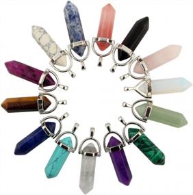img 4 attached to 14 Bullet-Shaped Healing Pointed Chakra Pendants Made Of Sugilite Quartz Crystal Stone In Random Color For DIY Necklaces