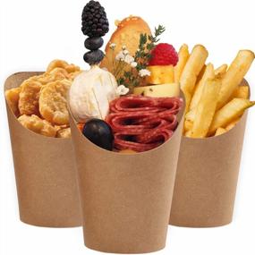 img 4 attached to Serve Your Snacks In Style With CUSINIUM Kraft French Fry Cups - 50 Pack