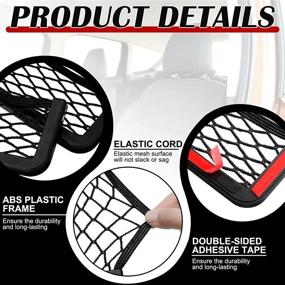 img 2 attached to 🚗 Convenient Car Storage Solution: 4 Piece Car Net Pocket Organizer for Purse, Phone, and More!