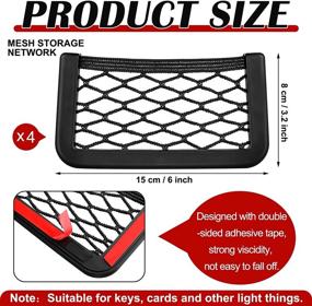 img 3 attached to 🚗 Convenient Car Storage Solution: 4 Piece Car Net Pocket Organizer for Purse, Phone, and More!