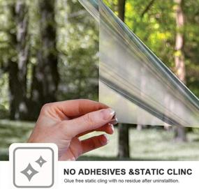 img 1 attached to 🌞 Filmgoo Daytime Privacy Mirror Film - Non-Adhesive Static Cling, One Way, Sun Blocking Heat Control Window Tinting Film for Home Office - Silver, 29.5 Inch x 13.1 Feet