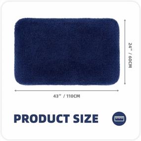 img 3 attached to Blue Microfiber Non-Slip Bath Mat, 24X43 Absorbent Bath Rugs For Machine Washable Quick Dry Soft Plush Bathroom Floor Rug.
