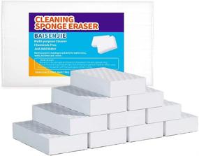 img 4 attached to 🧽 10 Pack Magic Sponges Eraser in Bulk - Long Lasting Melamine Cleaning Sponge for Kitchen, Bathroom, Bathtub, Sink, Furniture, Walls - 2X Density - White (3.93x2.36x0.79in)