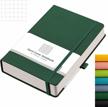 ahgxg graph paper notebook - 320 pages grid notebook thick journal a5, 100gsm thick graph paper, leather hardcover, inner pocket,5.75'' × 8.38''- green logo