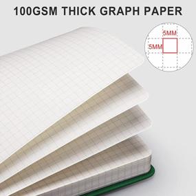 img 3 attached to AHGXG Graph Paper Notebook - 320 Pages Grid Notebook Thick Journal A5, 100Gsm Thick Graph Paper, Leather Hardcover, Inner Pocket,5.75'' × 8.38''- Green