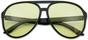 img 1 attached to Classic Aviator Sunglasses W/ Color Lenses - Gold Metal & Black Plastic, 60Mm-65Mm