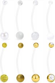 img 4 attached to Flexible Bioplast Pregnancy Belly Rings For Sport And Maternity Piercing: Long Navel Retainer In 14G And 1&1/2 Inch Length