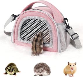 img 4 attached to 🐹 YUDODO Hamster Carrier Guinea Pig Bag: Portable Sugar Glider Pouch, Gerbil Hedgehog, Travel Hangbag - Rat, Squirrel, Outdoor Carrier (Pink)
