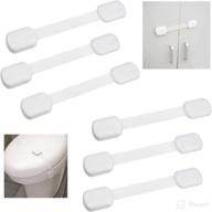 🔒 child safety locks (white) - prevent injuries & secure oven doors, cabinets, toilet seats - set of 6 - no tools or screws needed - strong 3m adhesive - adjustable logo