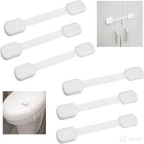 img 4 attached to 🔒 Child Safety Locks (White) - Prevent Injuries & Secure Oven Doors, Cabinets, Toilet Seats - Set of 6 - No Tools or Screws Needed - Strong 3M Adhesive - Adjustable