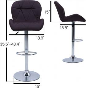 img 3 attached to Contemporary White Bar Table Set With Brown Padded Chrome Air Lift Barstool Stools By Puluomis