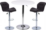 современный белый барный стол с коричневыми мягкими хромированными барными стульями с пневмоподъемником от puluomis логотип