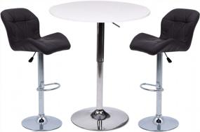 img 4 attached to Contemporary White Bar Table Set With Brown Padded Chrome Air Lift Barstool Stools By Puluomis