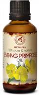 100% pure & natural evening primrose oil (oenothera biennis) 1.7 fl oz - cold pressed & refined starflower base oil for beauty, relaxation, massage and wellness cosmetics. logo