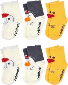 img 4 attached to Нескользящие детские носки с милыми животными: носки до щиколотки для маленьких девочек и мальчиков, изготовленные из хлопкового материала тапочек