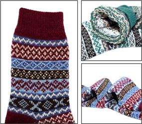 img 2 attached to 🧦 YZKKE 5Pack Women's Vintage Winter Wool Crew Socks - Soft, Warm & Thick Cold Knit, Multicolor - Free Size