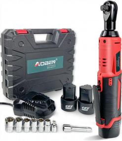 img 4 attached to AOBEN Cordless Electric Ratchet Wrench Kit - 3/8" 12V Power Tool Set With Two Long-Lasting Batteries And Charger
