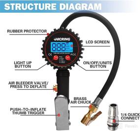 img 1 attached to Optimized VICRING Digital Tire Inflator 250 PSI with Backlit Pressure Gauge, Portable Auto Shut Off Air Compressor Accessories, Rubber Hose and Quick Connect Coupler Included