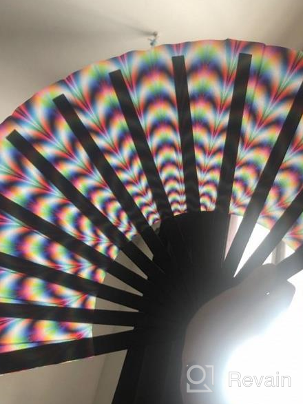 img 1 attached to Large Rave Clack Folding Hand Fan For Men/Women - Bamboo Chinese Japanese EDM Music Festival Club Event Party Dance Performance Decoration Gift (Trippy) review by Fred Maki