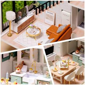 img 2 attached to CUTEBEE Dollhouse Miniature Kit With Furniture, DIY Wooden Dollhouse Set Including Dust Proof And Music Movement - Comfortable Life Creative Room Decor Idea