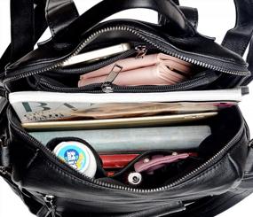 img 3 attached to Стильная женская сумка-рюкзак UTO из мытой полиуретановой кожи: идеальная сумка через плечо для женщин