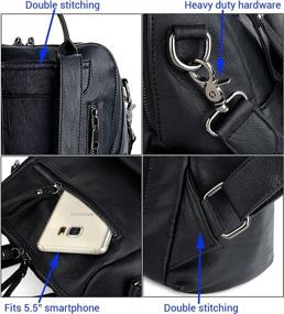 img 2 attached to Стильная женская сумка-рюкзак UTO из мытой полиуретановой кожи: идеальная сумка через плечо для женщин