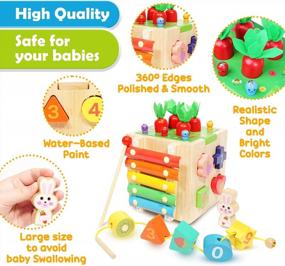 img 1 attached to Wooden Kids Baby Activity Cube, 10-In-1 Toys Gift Set For 12M+ Boys & Girls, Educational Toy Baby Activity Cube Developmental Toddler , Montessori Learning Toys For Toddlers Age 1-3,1St Birthday Gift