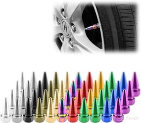 img 4 attached to EZAUTOWRAP 4PCs Gold Long Spike Spiked Tire Valve Stem Caps Metal Thread Wheel Tires TVC17
