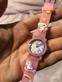 img 6 attached to Водонепроницаемые детские часы с единорогом из силикона - 3D 🦄 Карикатурный дизайн для девочек от 3 до 10 лет, идеальный подарок для малышей.