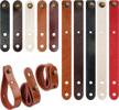 10 leather cable straps for organizing usb and headphone wires - cord management ties with 2 sizes and 5 colors by gydandir logo