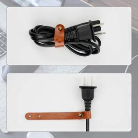 img 1 attached to 10 Leather Cable Straps For Organizing USB And Headphone Wires - Cord Management Ties With 2 Sizes And 5 Colors By Gydandir