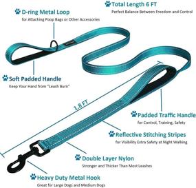 img 3 attached to 🐾 Reflective Dual Handle Dog Leash - 6ft Long Traffic Padded Leash for Training Control, Heavy Duty Double Handles Lead for Large or Medium Dogs