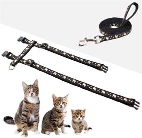 img 2 attached to 🐱 Cat Harness and Leash Set Gold Moons Stars: Adjustable Nylon Escape Proof for Kittens & Small Animals - Glow in The Dark